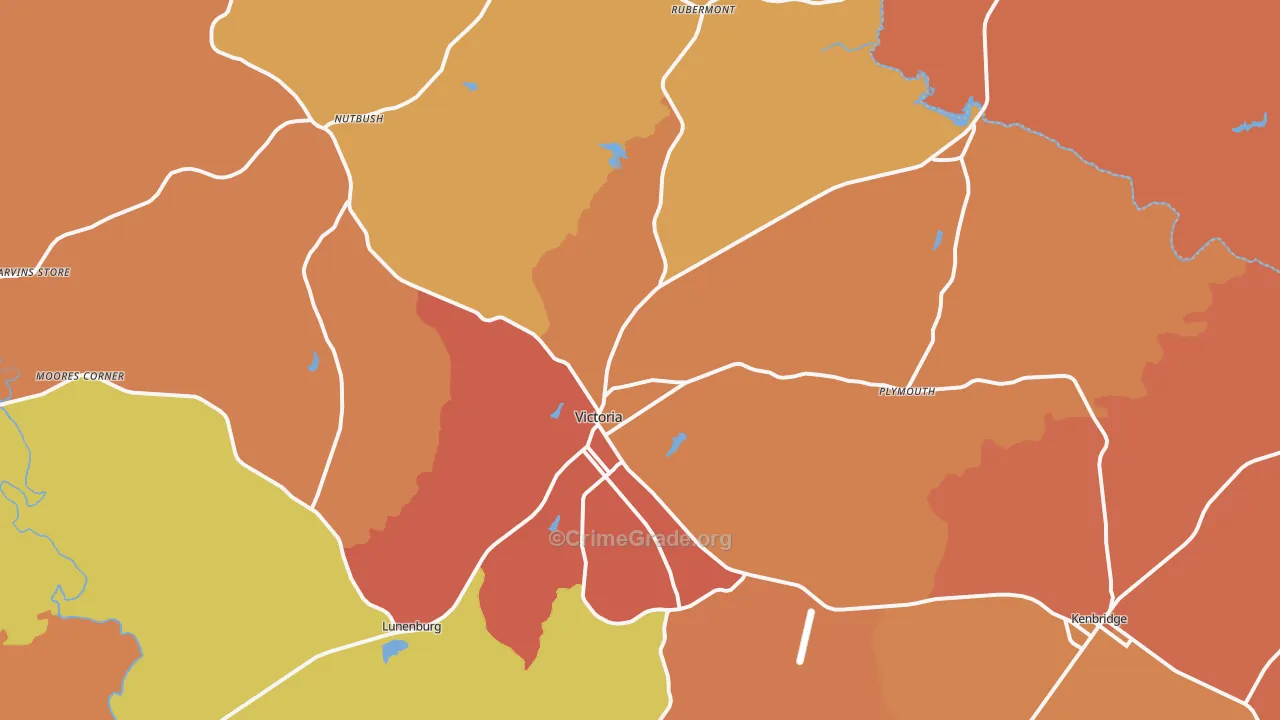 Victoria, VA Map of Burglary Rates