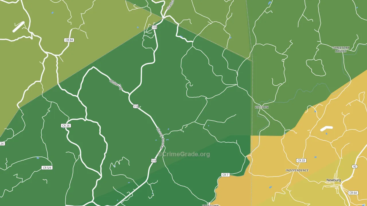 Victoria, WV Map of Burglary Rates