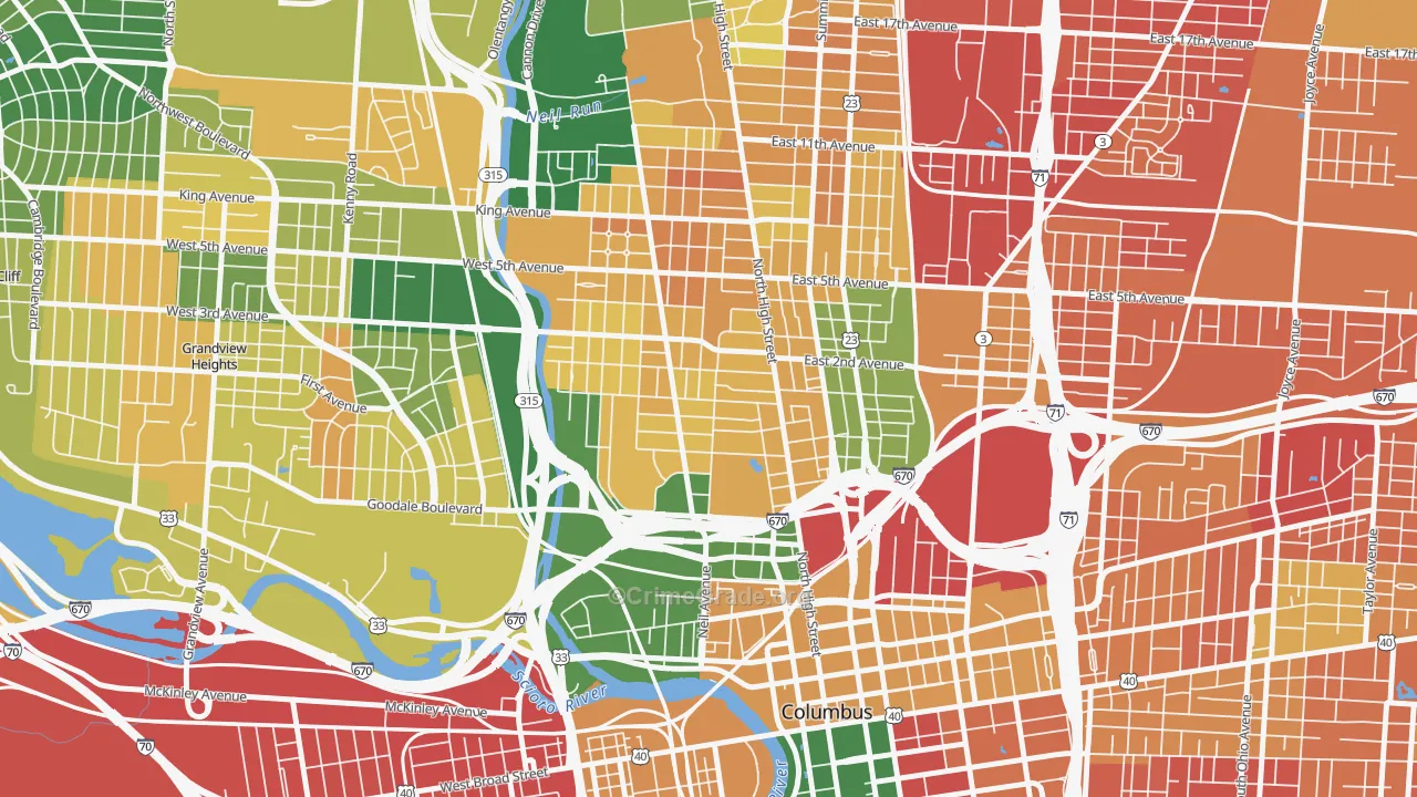 Victorian Village, Columbus, OH Map of Burglary Rates