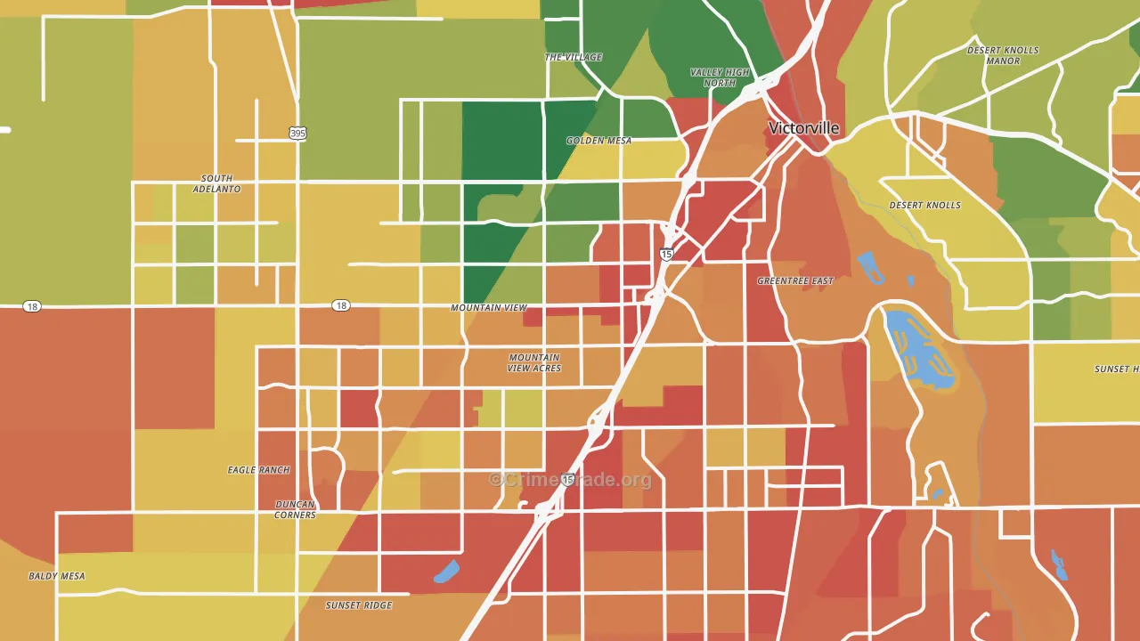Victorville, CA Map of Burglary Rates