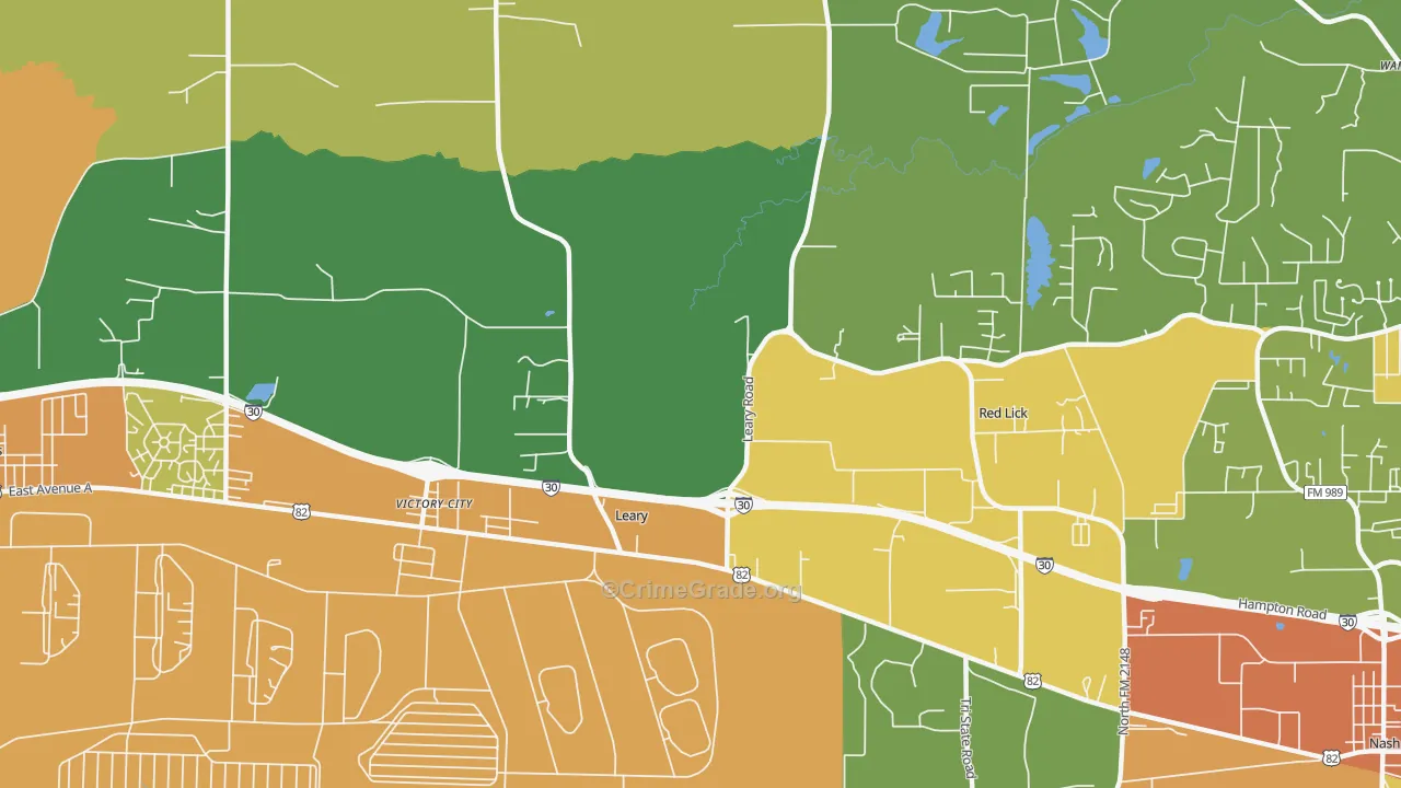 Victory City, TX Map of Burglary Rates