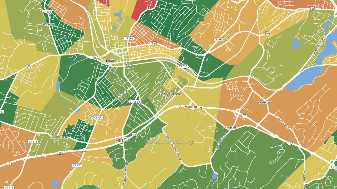 Victory Gardens, NJ Map of Burglary Rates
