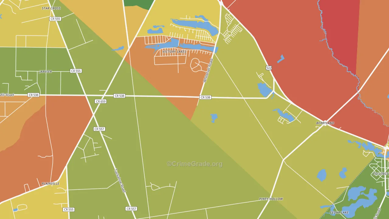 Victory Lakes, NJ Map of Burglary Rates