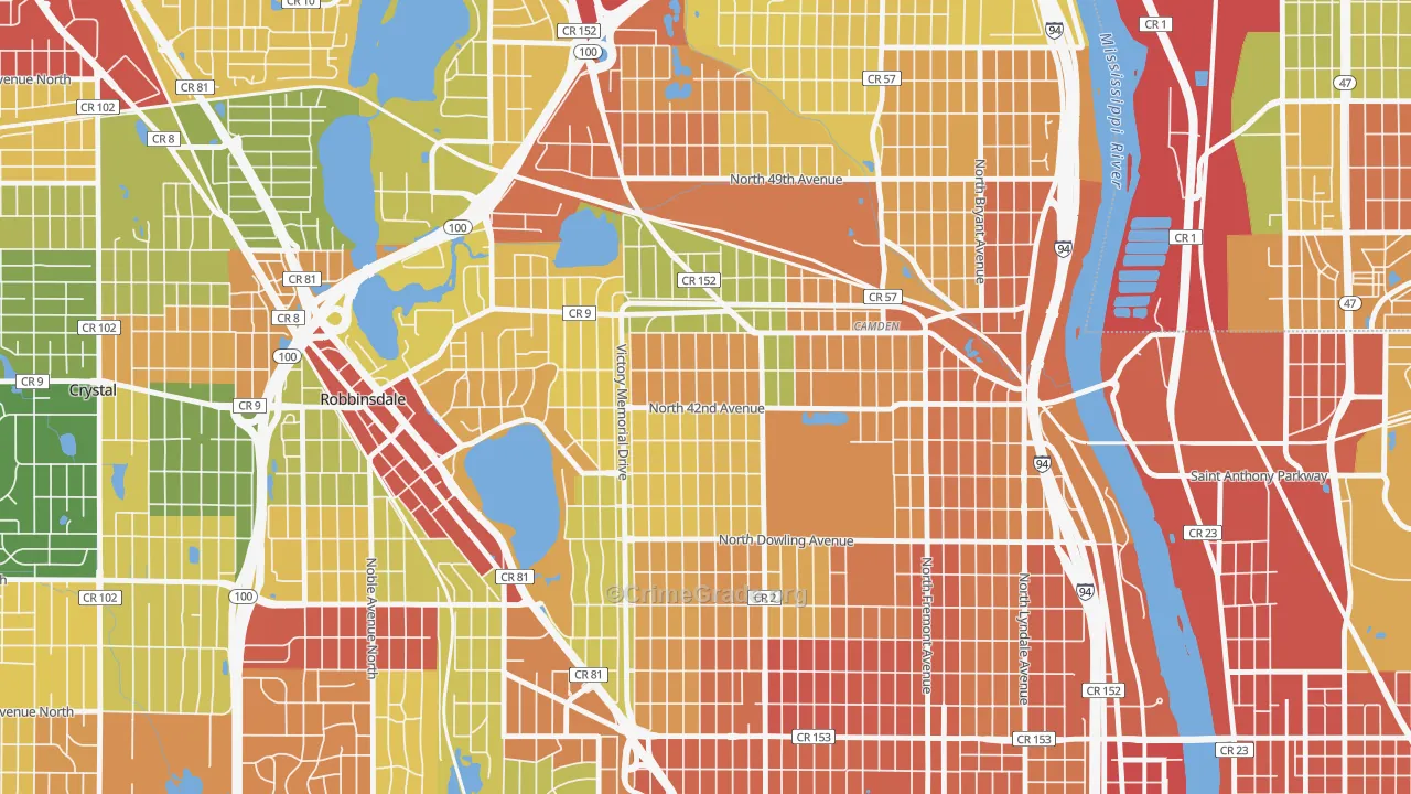 Victory, Minneapolis, MN Map of Burglary Rates