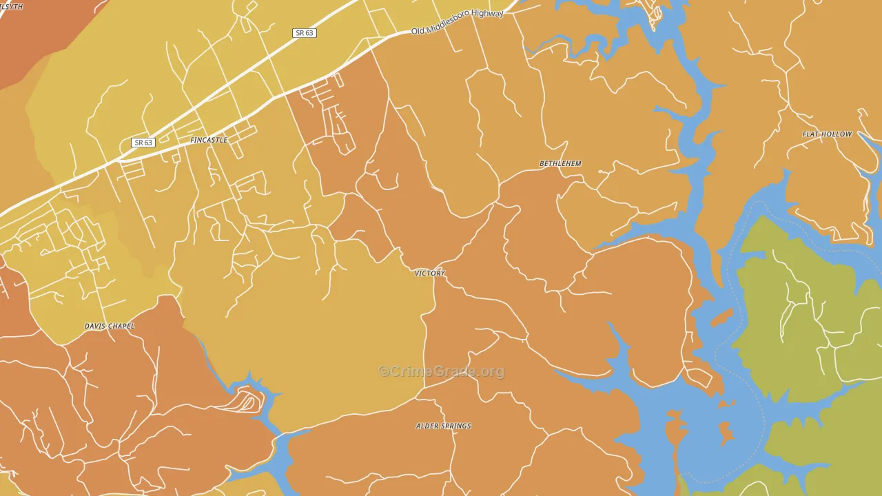 Victory, TN Map of Burglary Rates