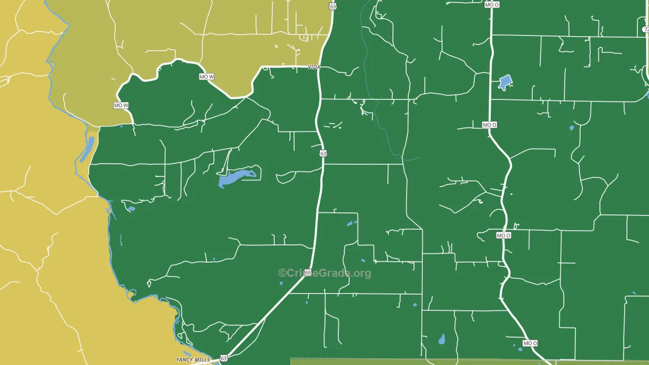 Vida, MO Map of Burglary Rates