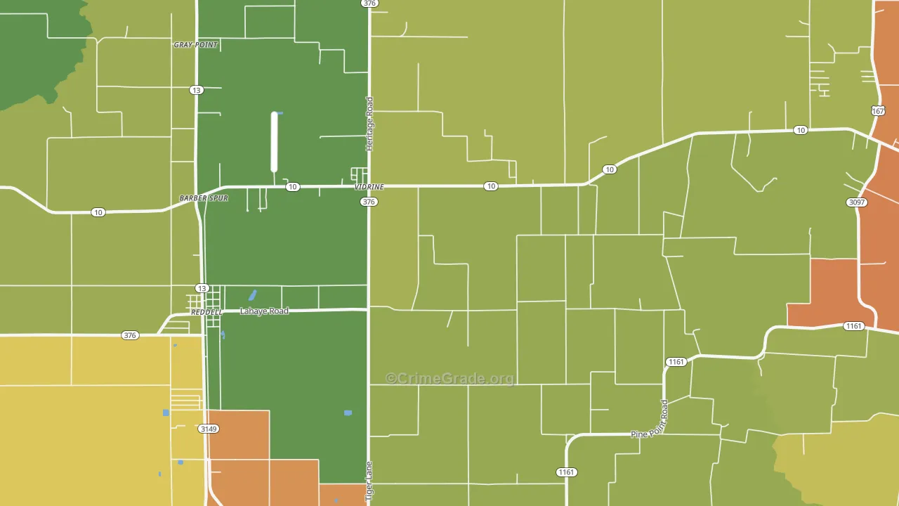 Vidrine, LA Map of Burglary Rates