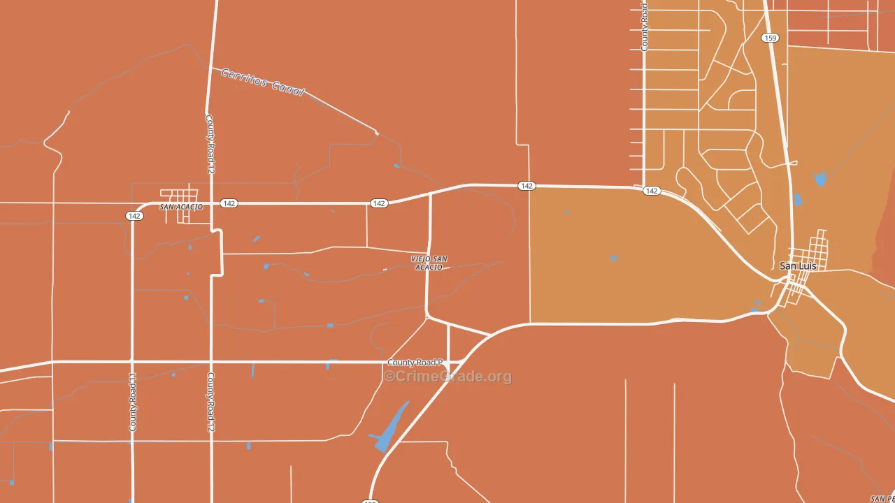 Viejo San Acacio, CO Map of Burglary Rates