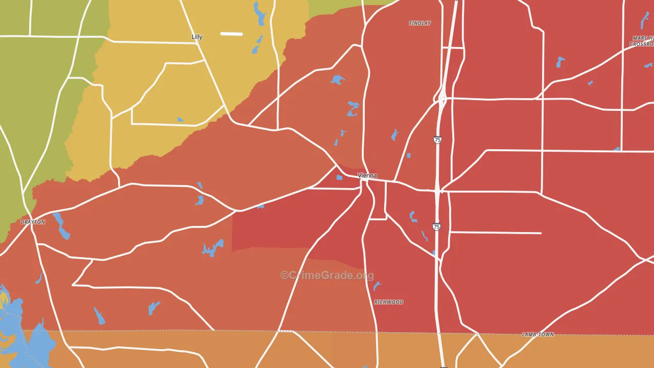 Vienna, GA Map of Burglary Rates
