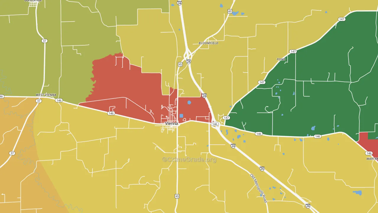 Vienna, IL Map of Burglary Rates
