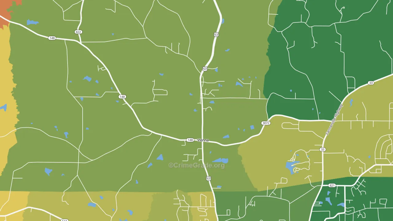 Vienna, LA Map of Burglary Rates