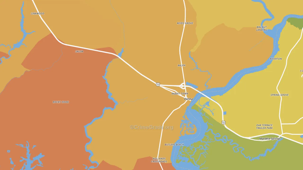 Vienna, MD Map of Burglary Rates