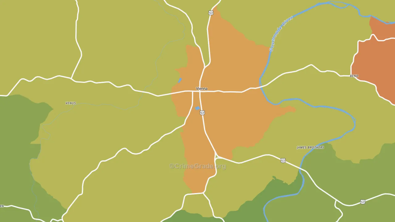 Vienna, MO Map of Burglary Rates