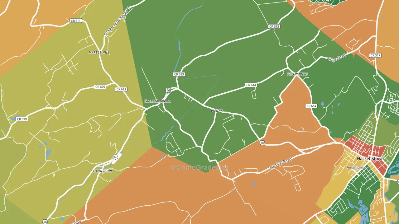 Vienna, NJ Map of Burglary Rates