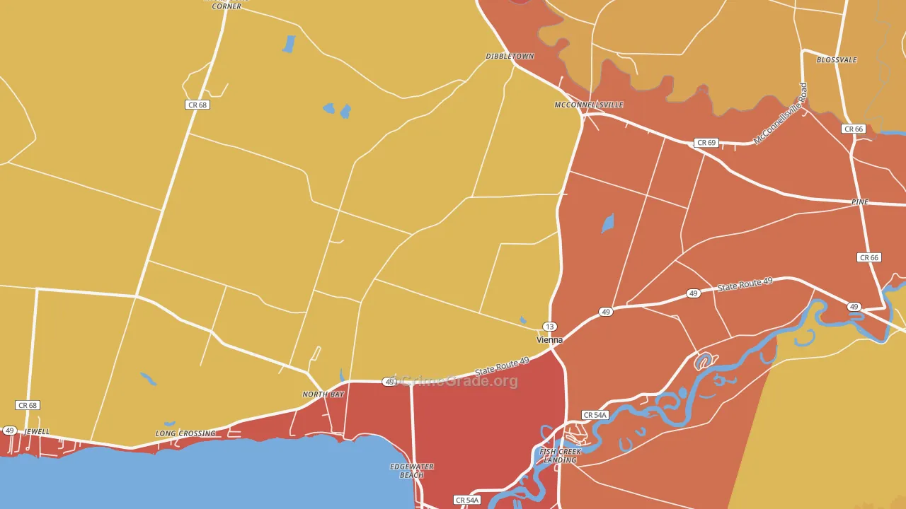 Vienna, NY Map of Burglary Rates