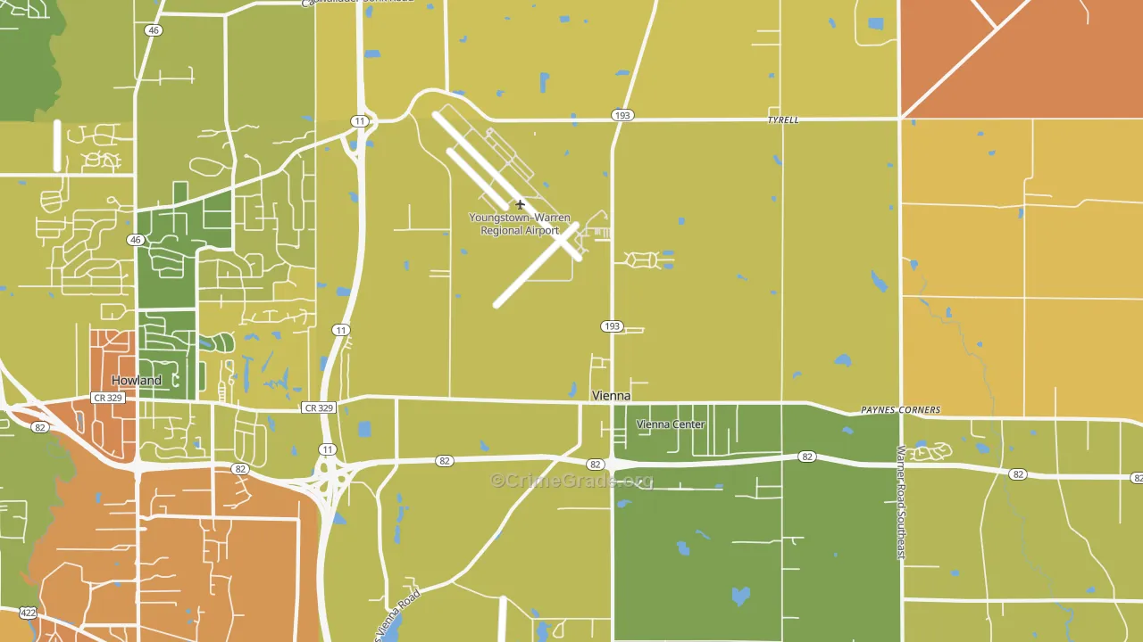 Vienna, OH Map of Burglary Rates
