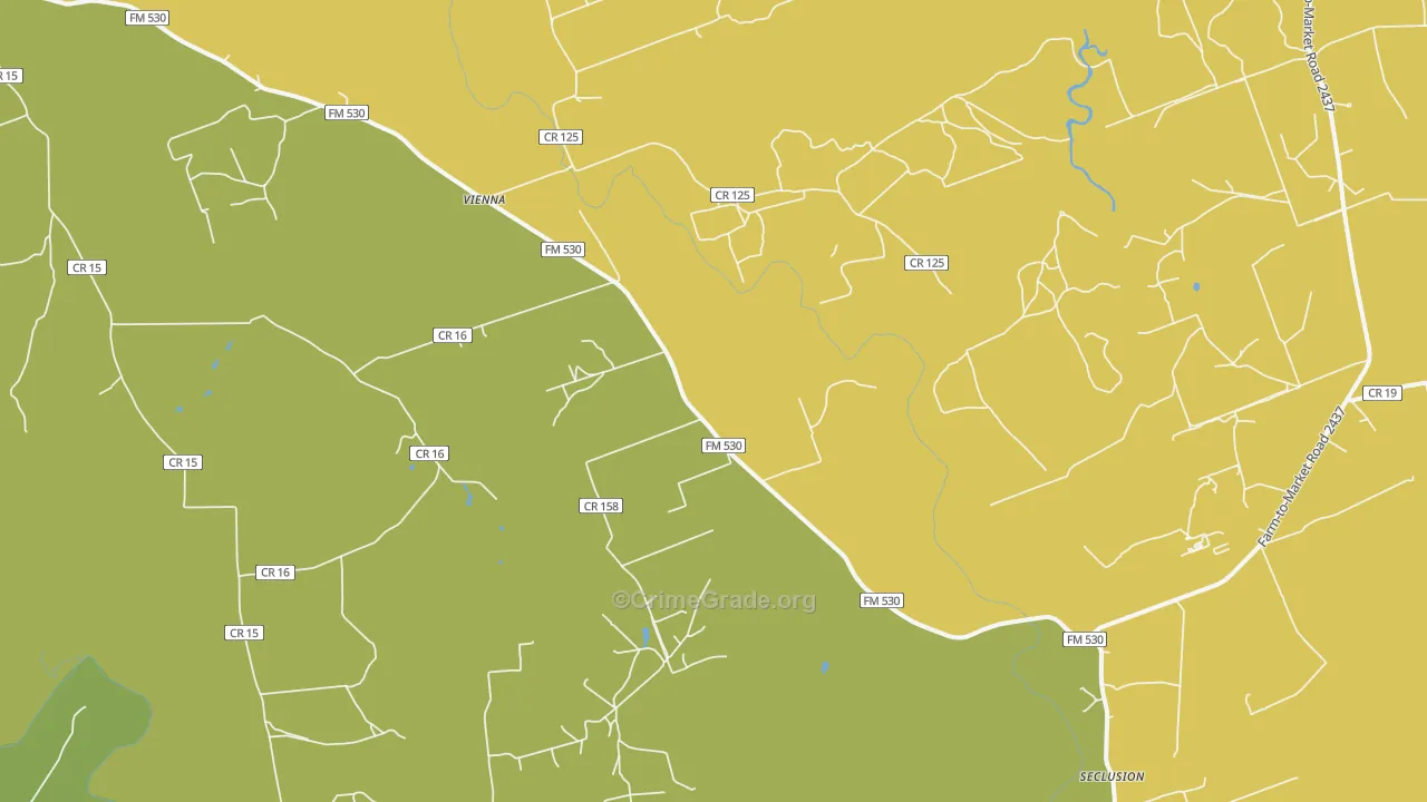 Vienna, TX Map of Burglary Rates