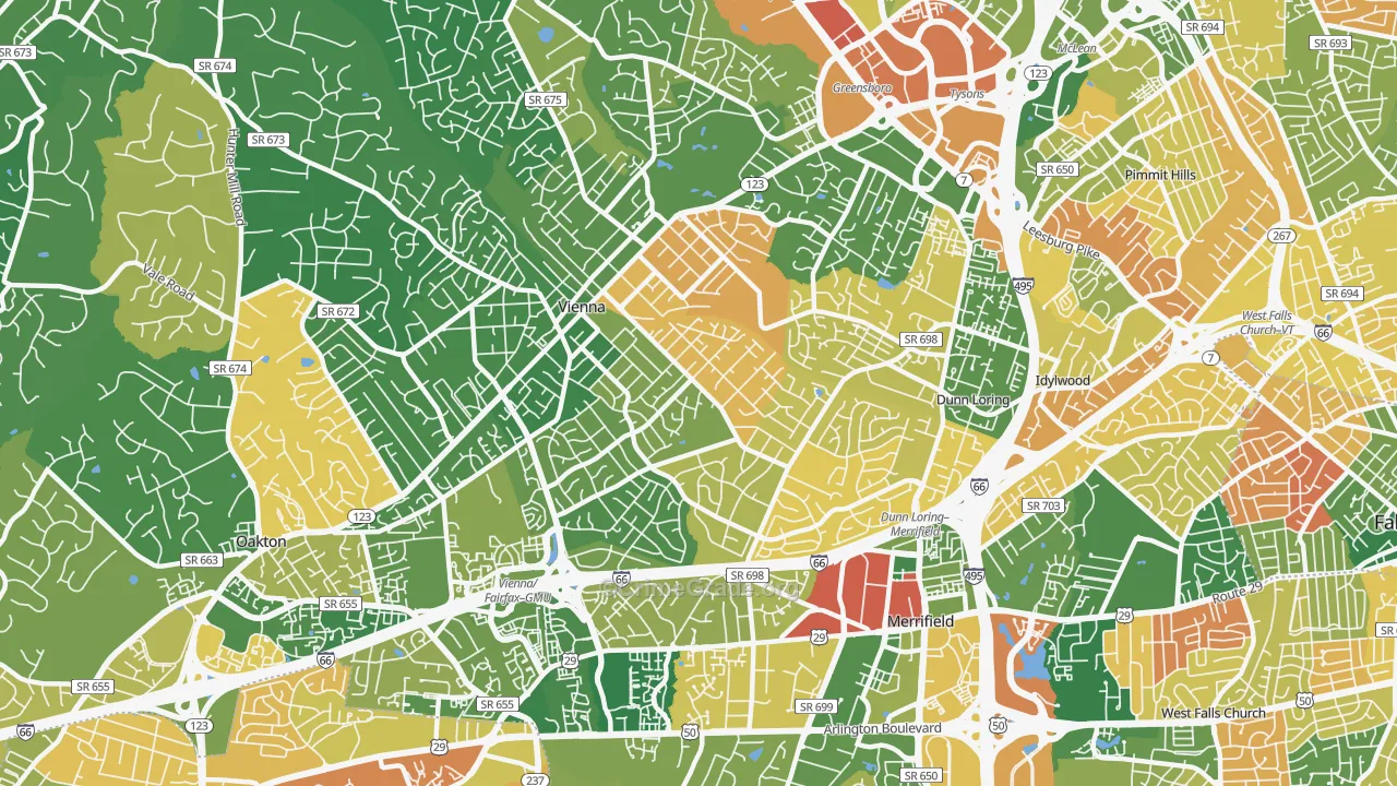 Vienna, VA Map of Burglary Rates