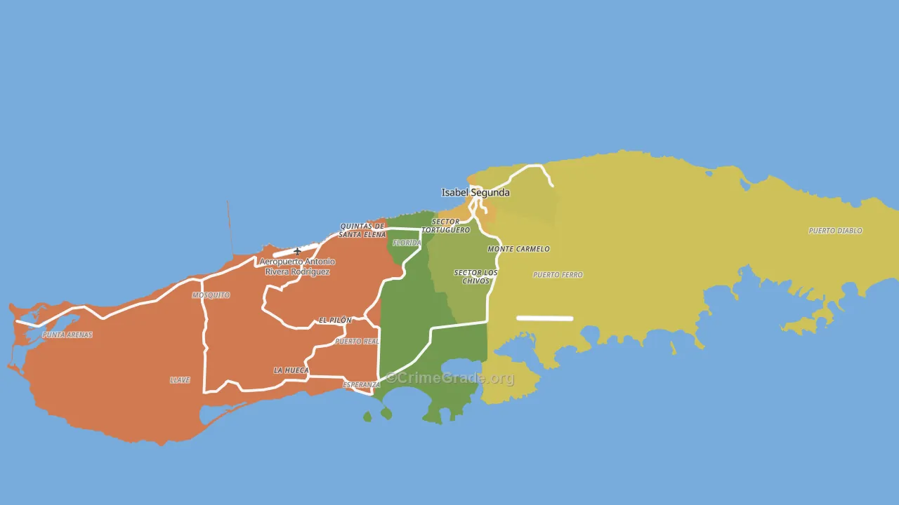 Vieques Municipio, PR Map of Burglary Rates