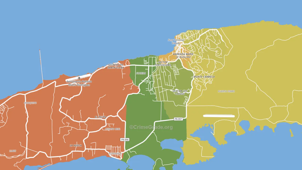 Vieques, PR Map of Burglary Rates