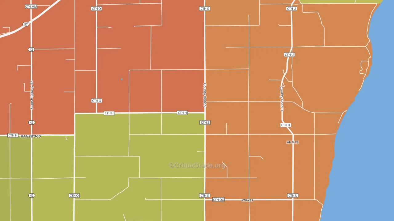 Vignes, WI Map of Burglary Rates
