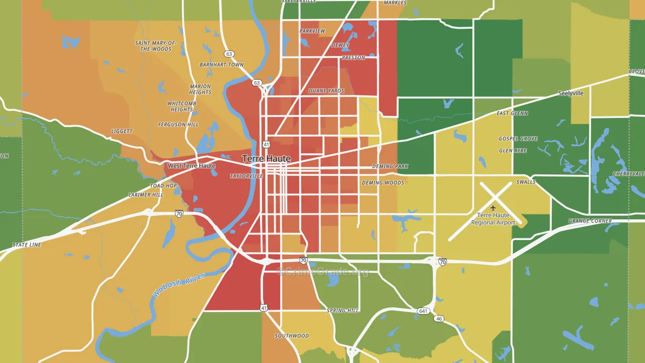 Vigo County, IN Map of Burglary Rates