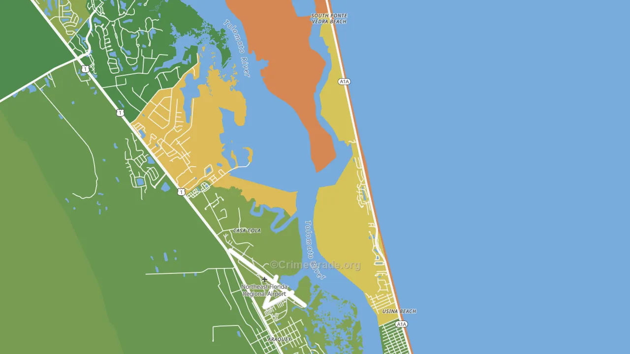 Vilano Beach, FL Map of Burglary Rates