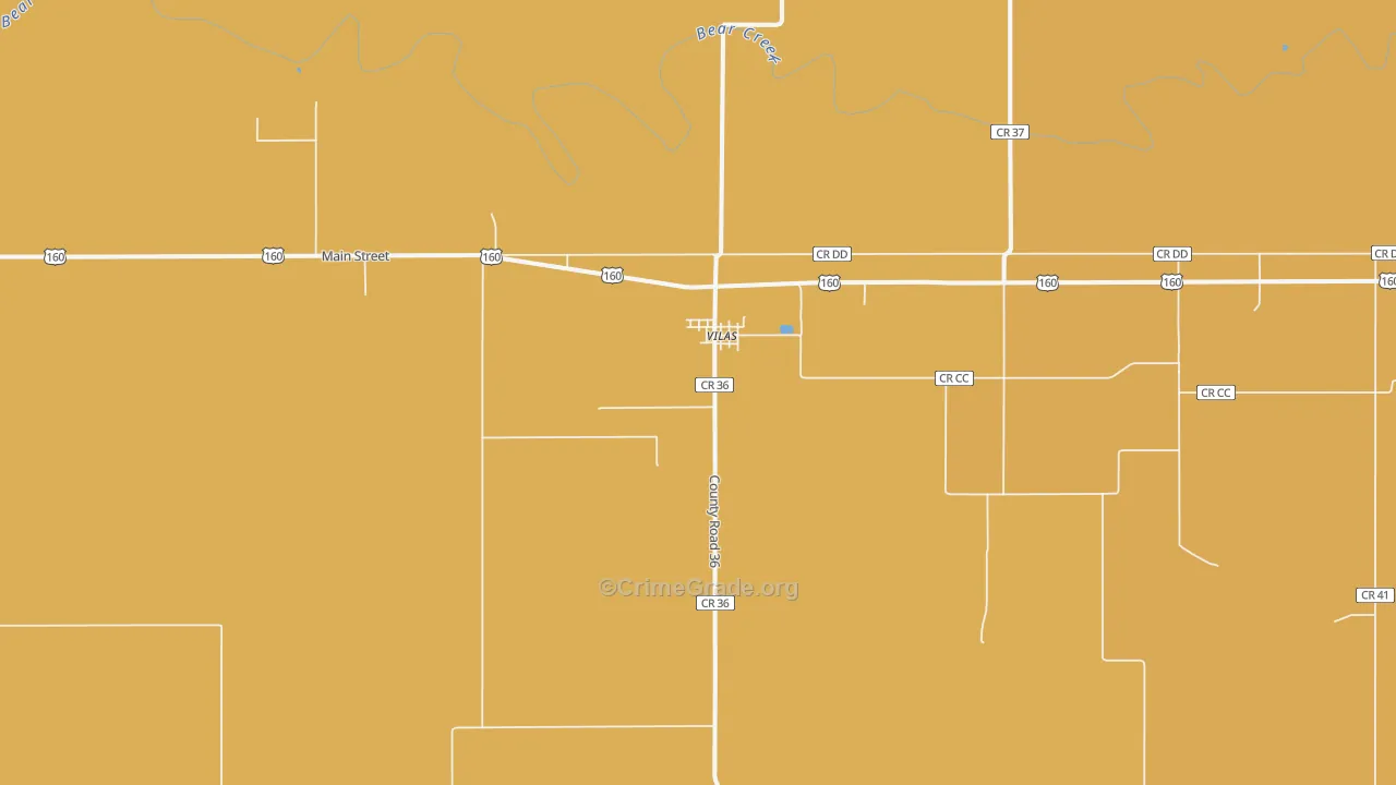 Vilas, CO Map of Burglary Rates