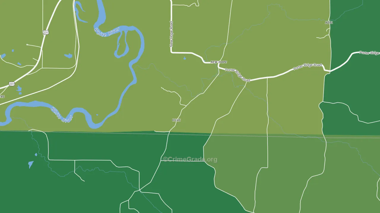 Vilas, IN Map of Burglary Rates