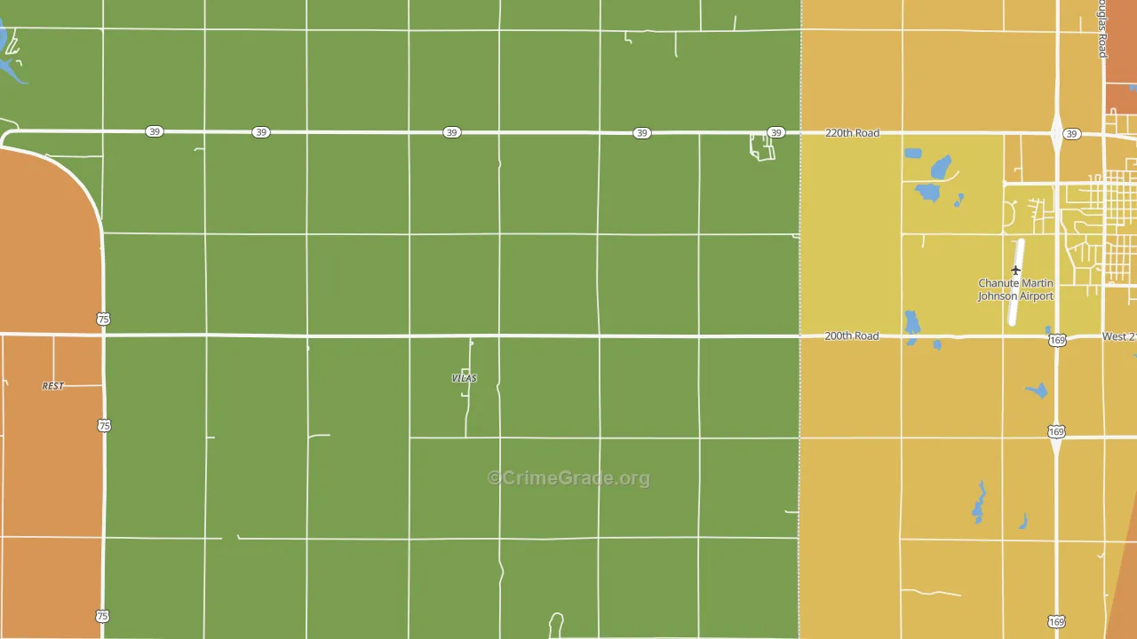 Vilas, KS Map of Burglary Rates