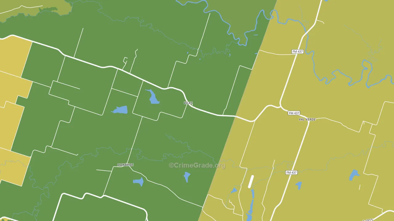 Vilas, TX Map of Burglary Rates