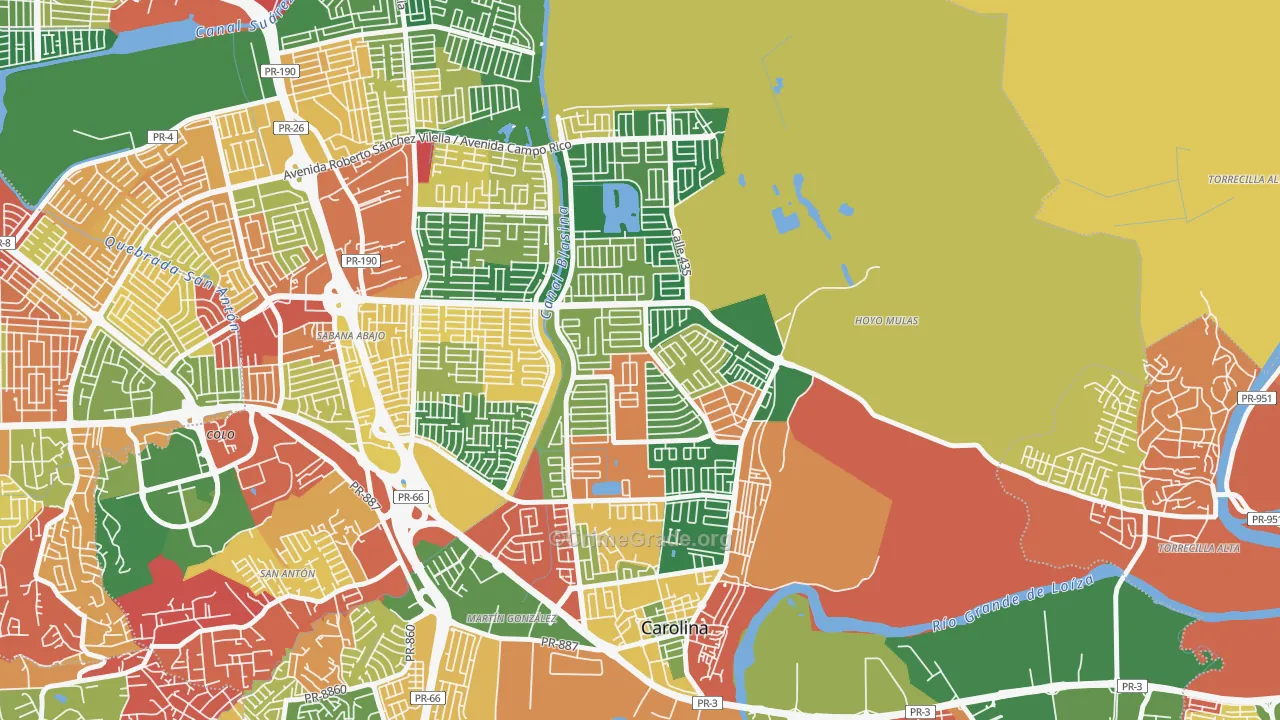 Villa Carolina, Carolina, PR Map of Burglary Rates
