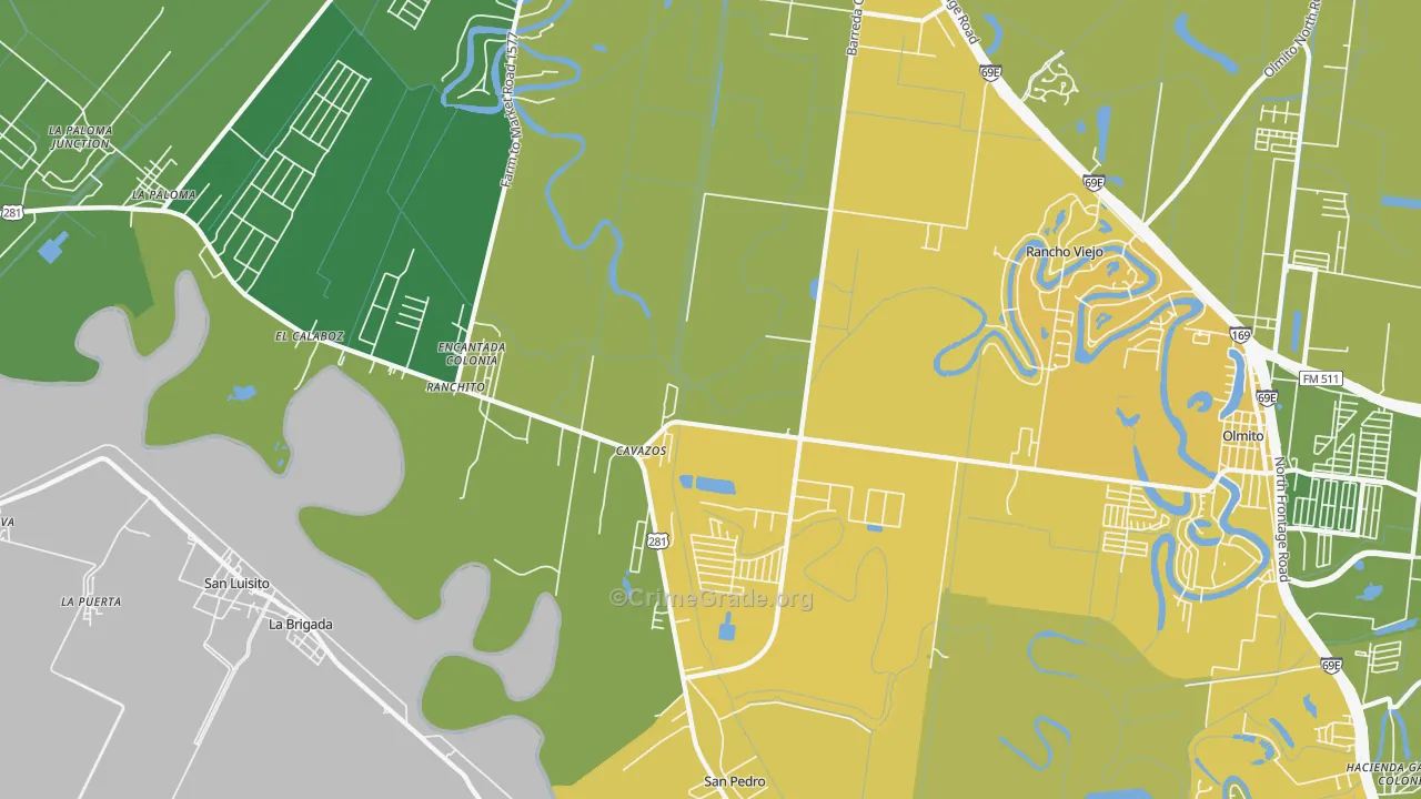 Villa Cavazos, TX Map of Burglary Rates