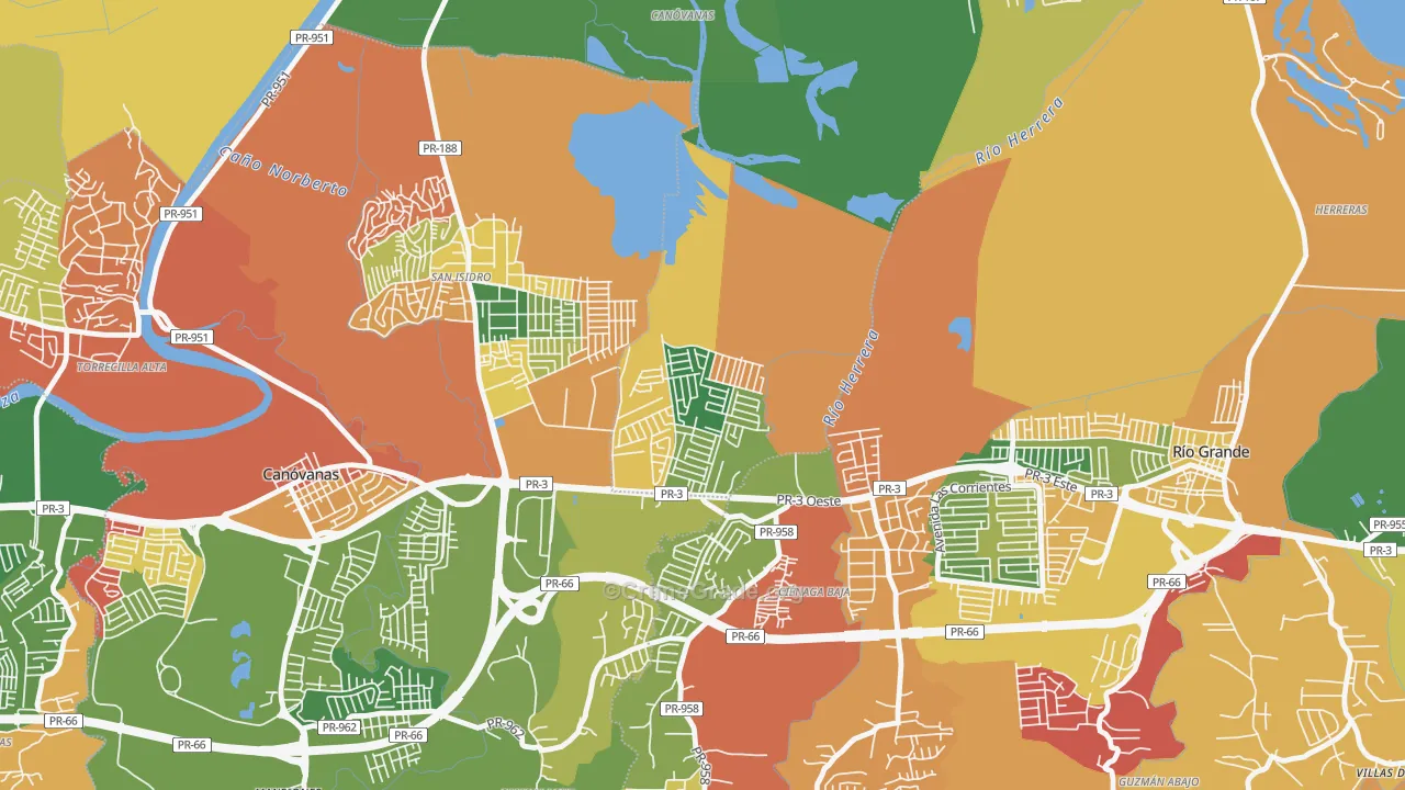 Villa de Loiza, Rio Grande, PR Map of Burglary Rates