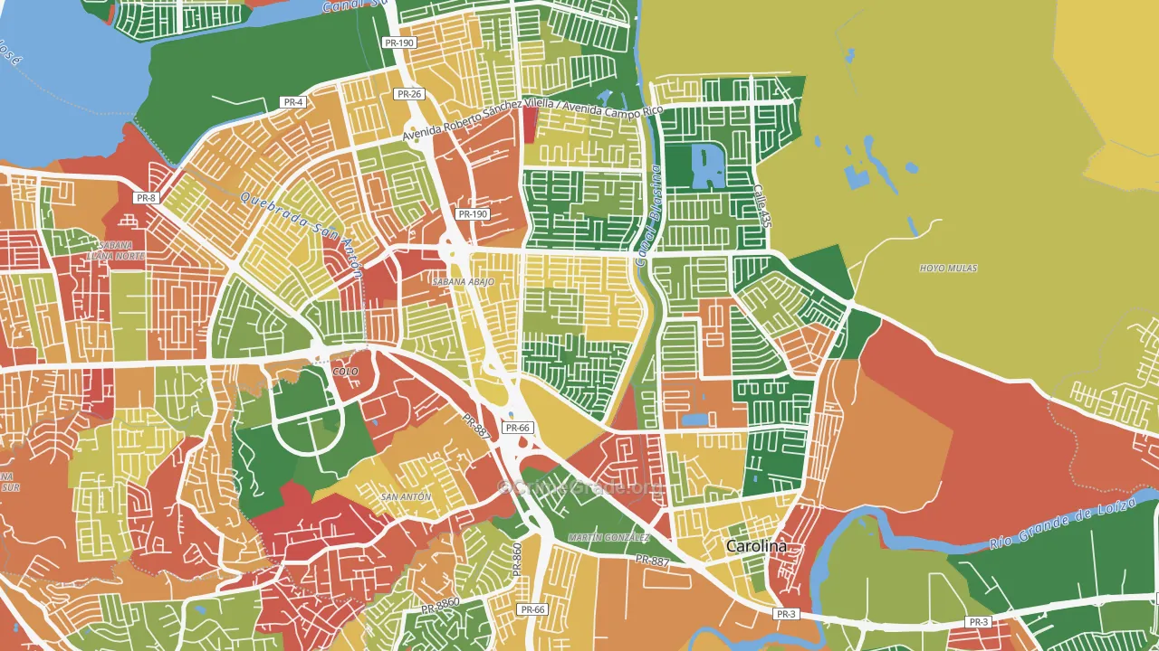 Villa Fontana, Carolina, PR Map of Burglary Rates