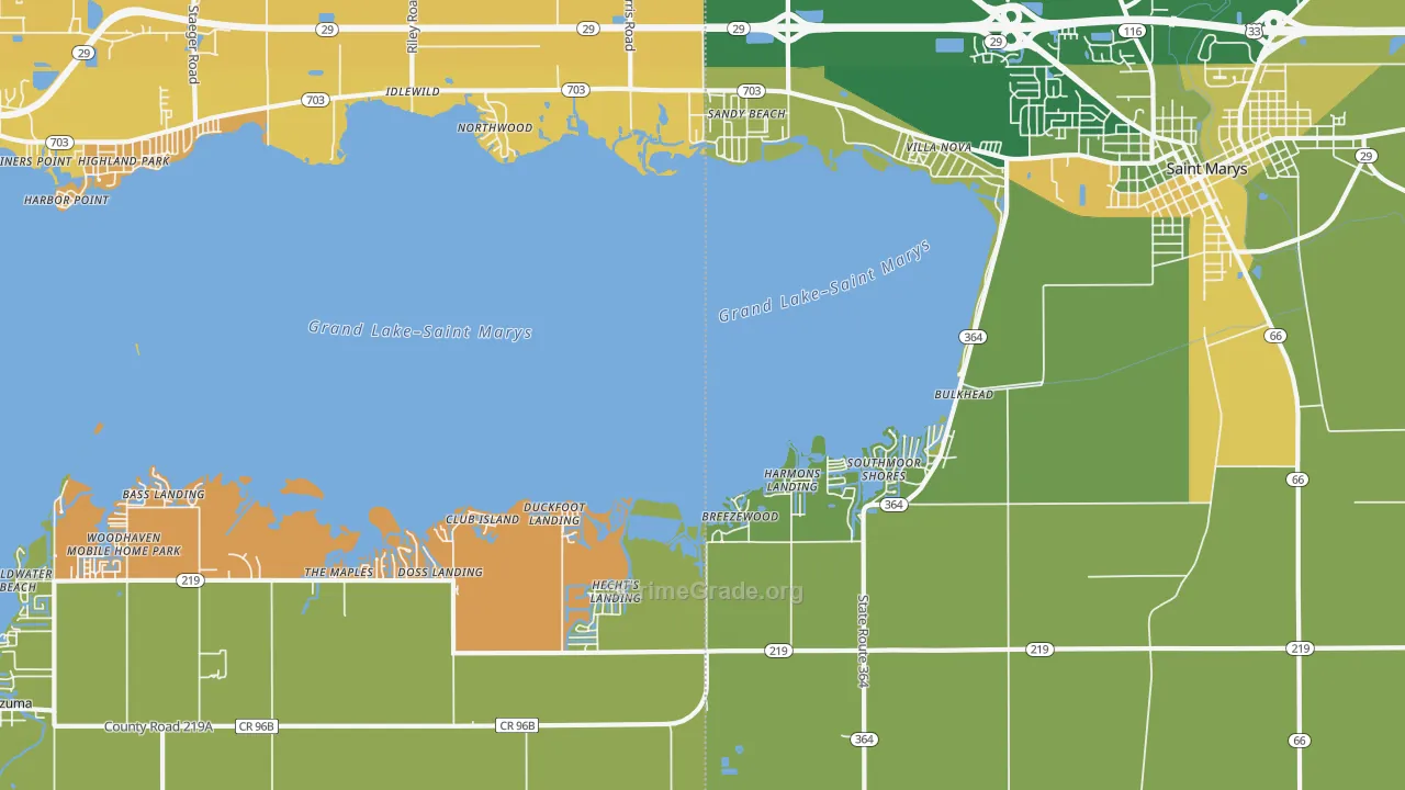 Villa Nova, OH Map of Burglary Rates