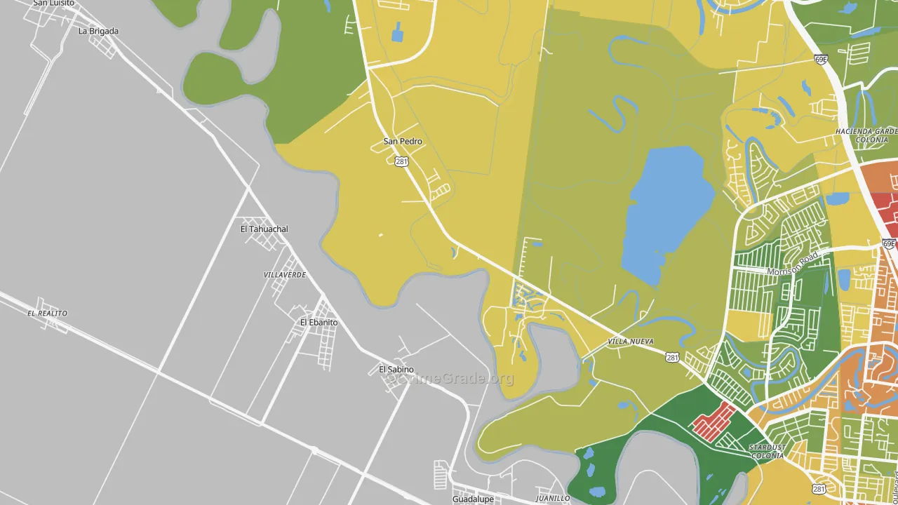 Villa Nueva, TX Map of Burglary Rates