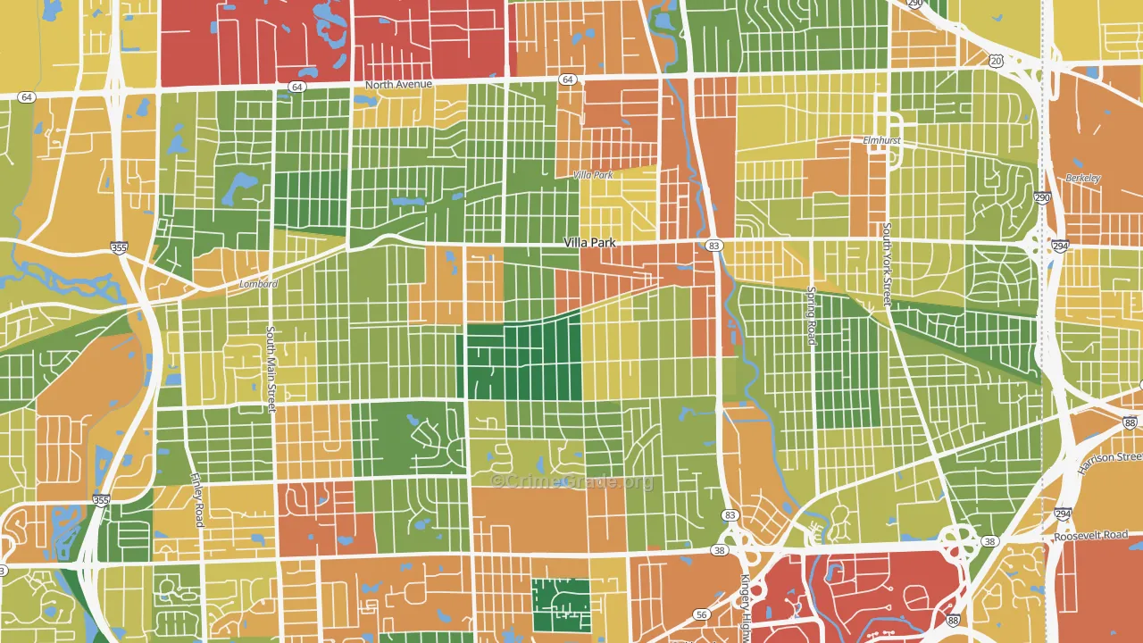 Villa Park, IL Map of Burglary Rates