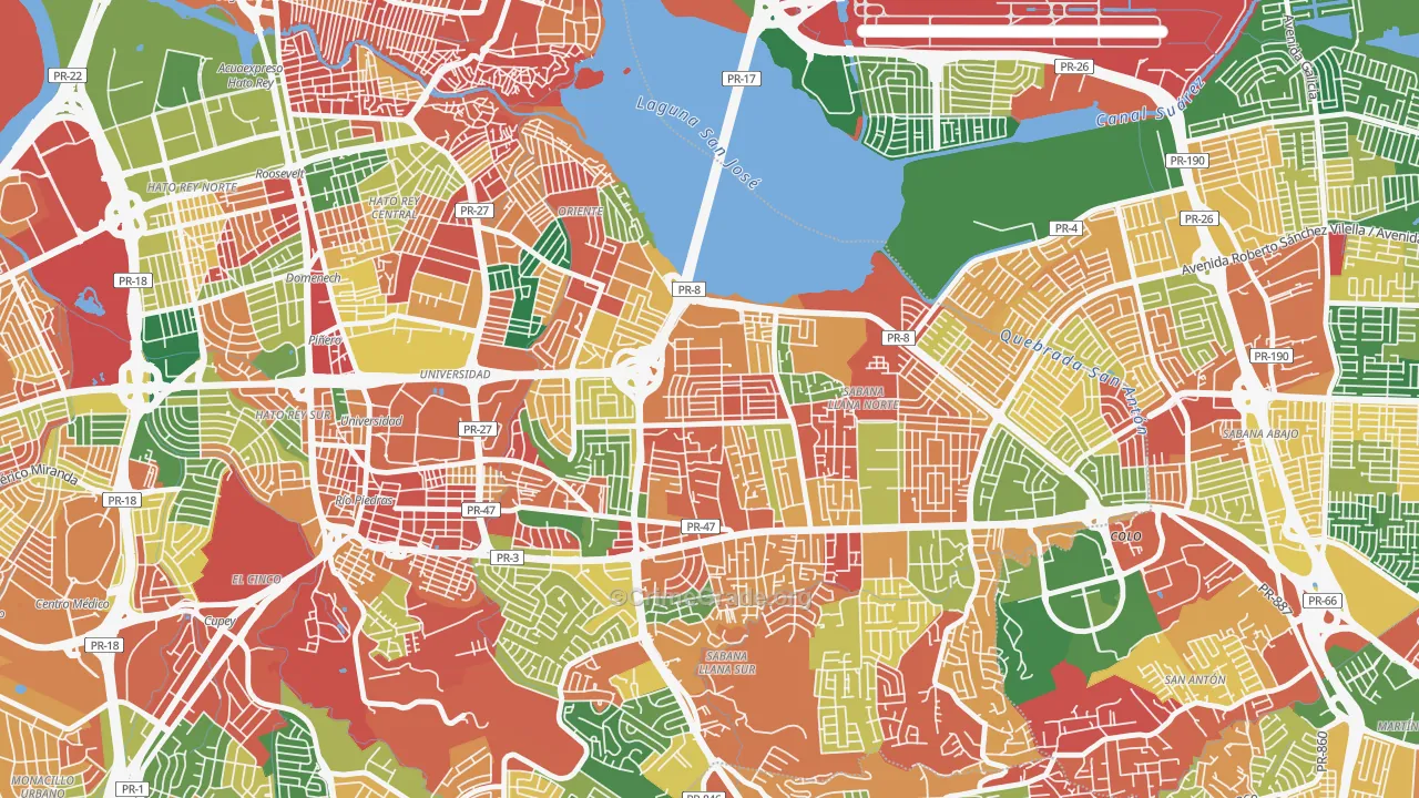 Villa Prades, San Juan, PR Map of Burglary Rates