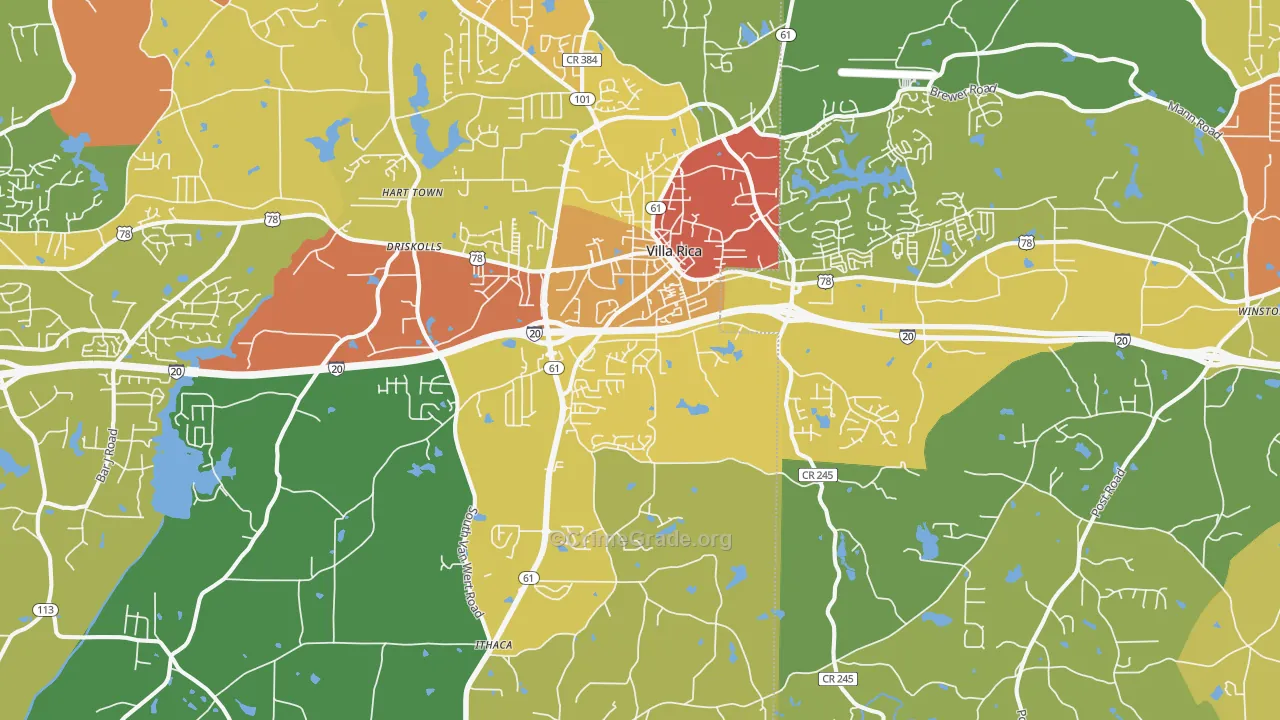 Villa Rica, GA Map of Burglary Rates