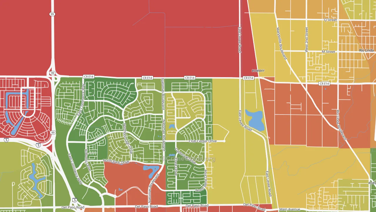 Village 11, Sacramento, CA Map of Burglary Rates