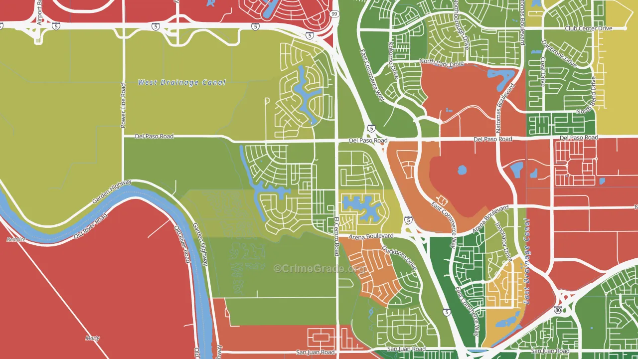 Village 2, Sacramento, CA Map of Burglary Rates