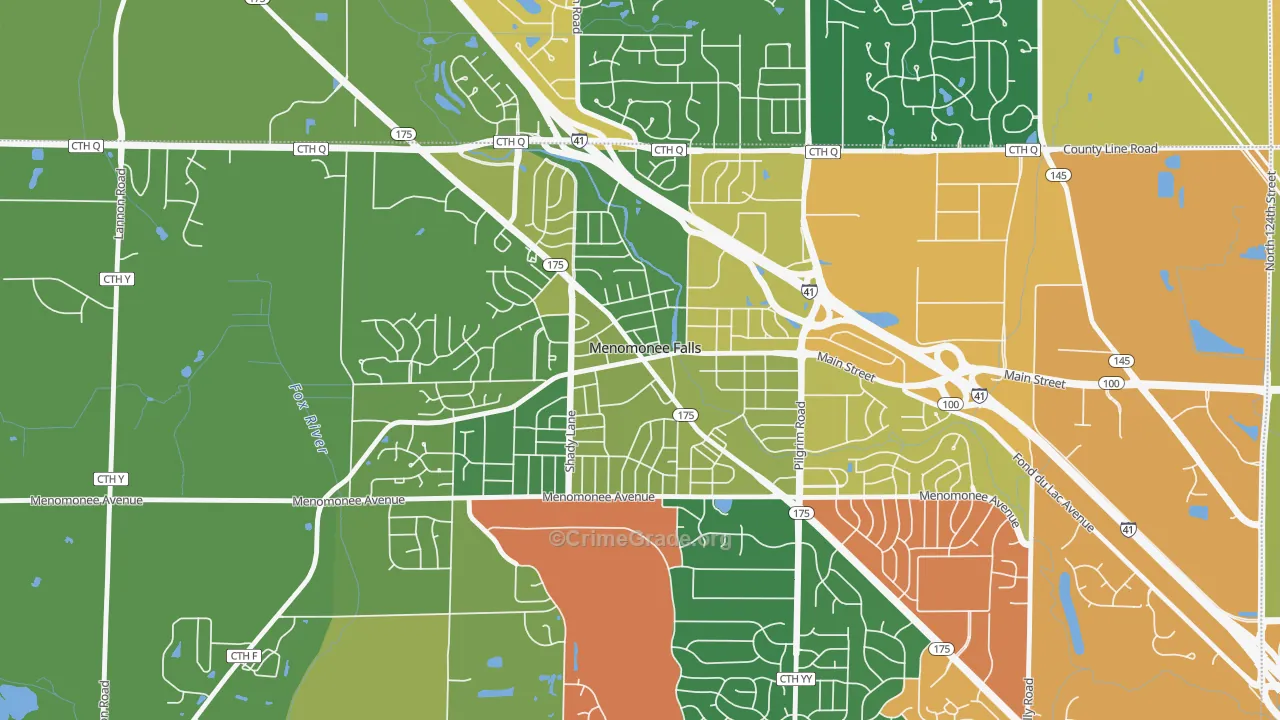 Village Centre, Menomonee Falls, WI Map of Burglary Rates