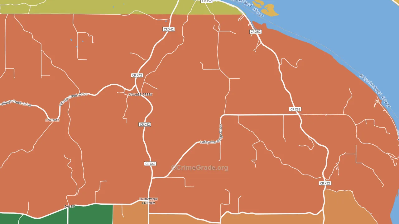 Village Creek, IA Map of Burglary Rates