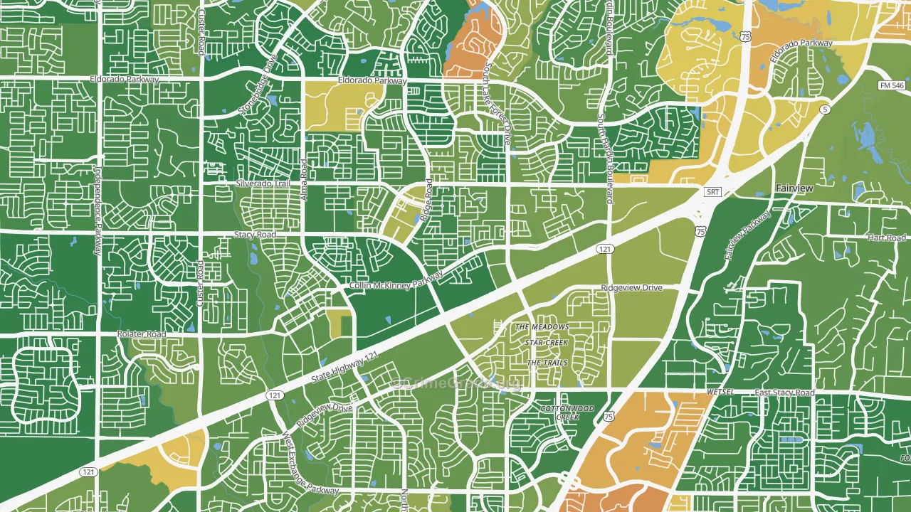 Village Park, McKinney, TX Map of Burglary Rates
