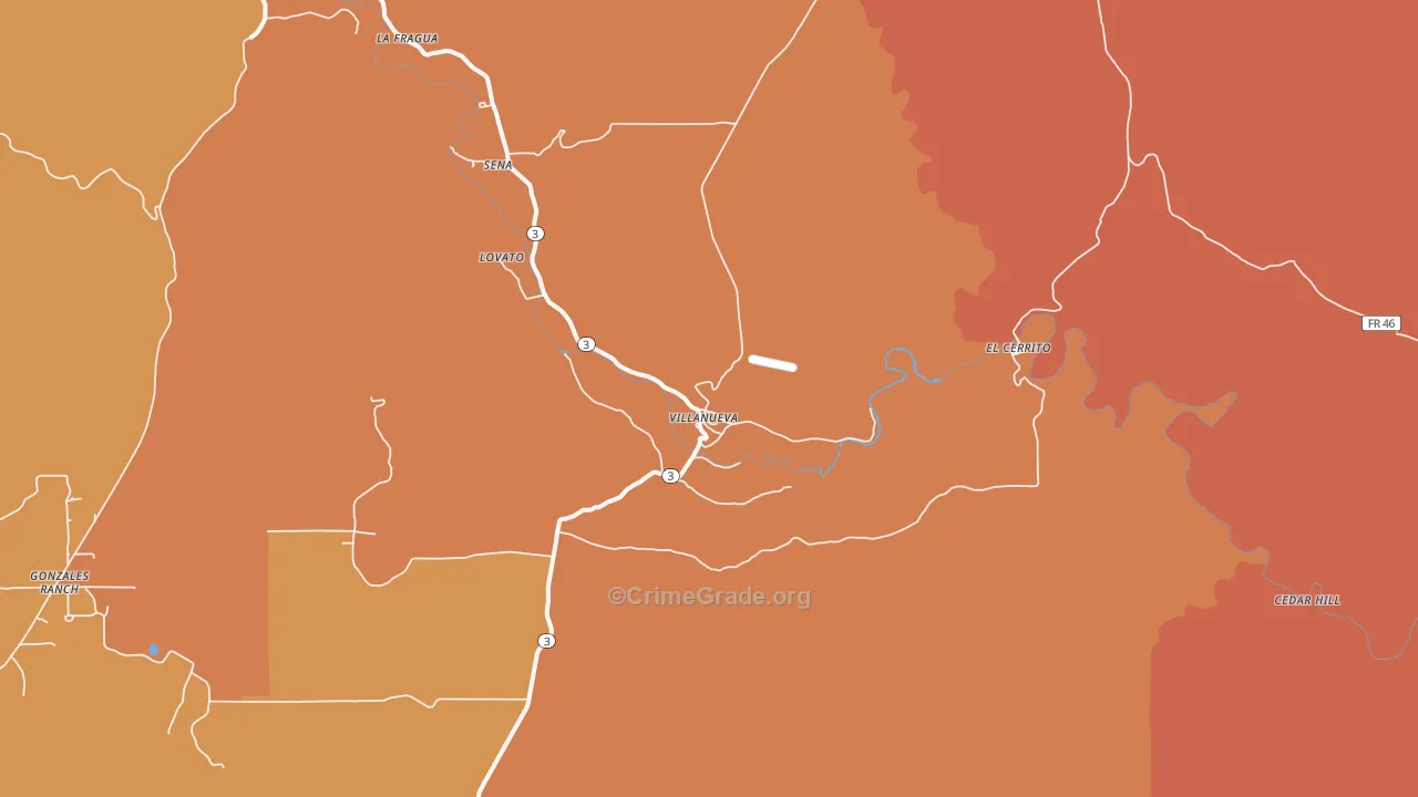 Villanueva, NM Map of Burglary Rates