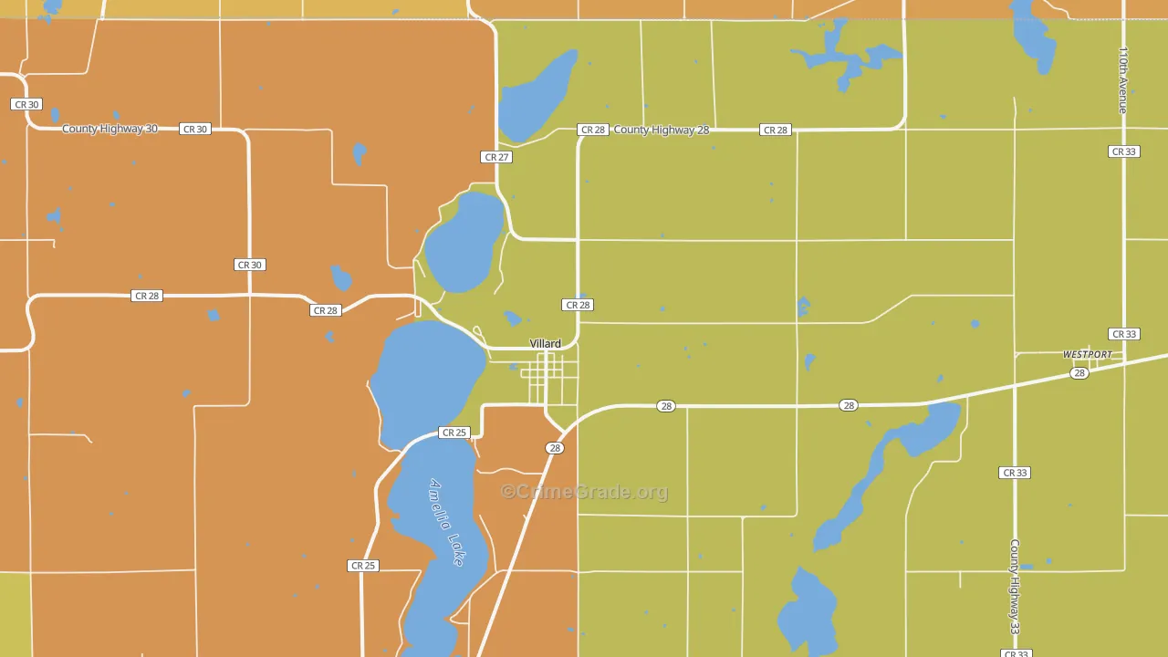 Villard, MN Map of Burglary Rates