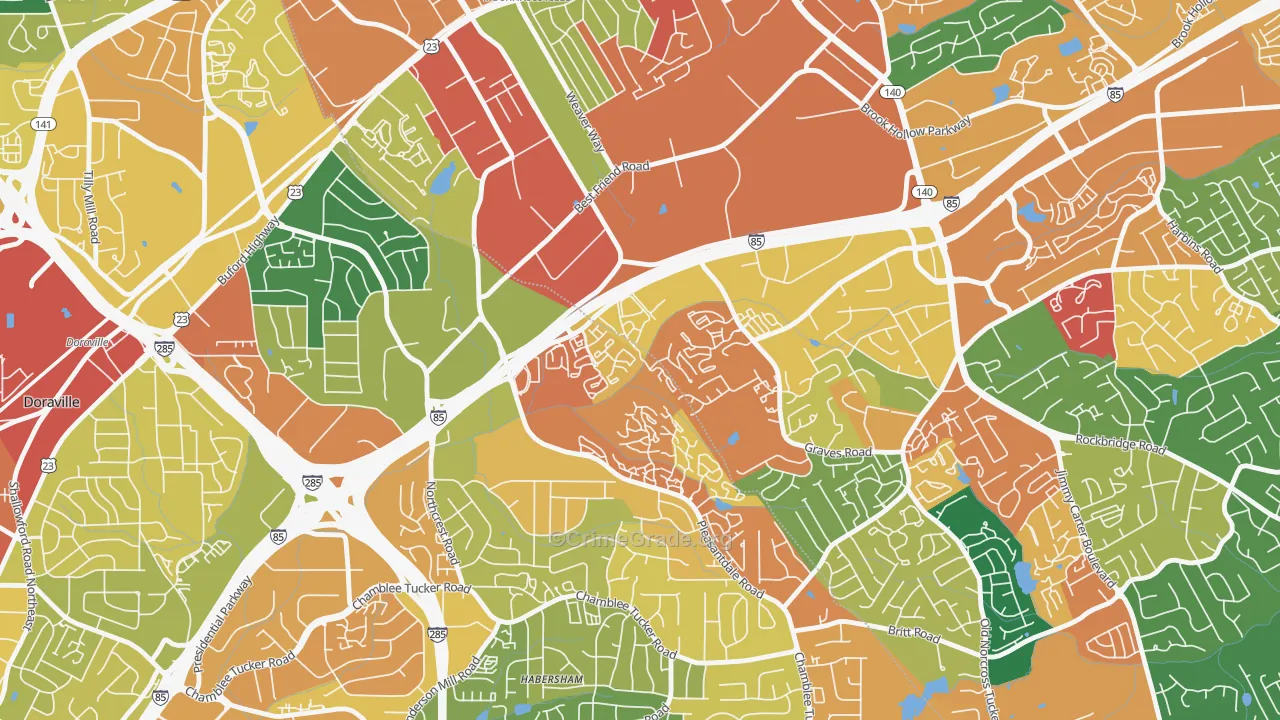 Villas at Norcross, Norcross, GA Map of Burglary Rates
