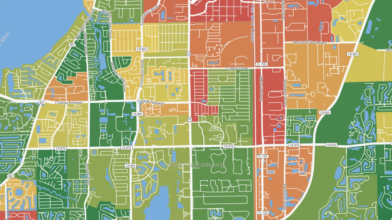 Villas, FL Map of Burglary Rates