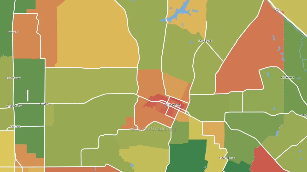 Ville Platte, LA Map of Burglary Rates